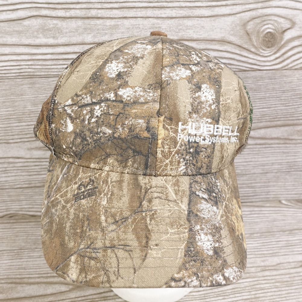 HUBBELL POWER SYSTEMS CAMO ADJUSTABLE MESH BASEBALL HAT CAP